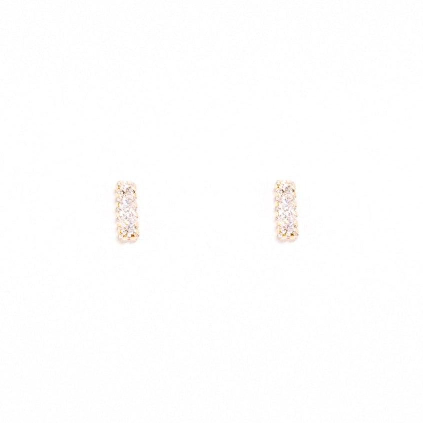 Pair of rose gold earrings on a white background