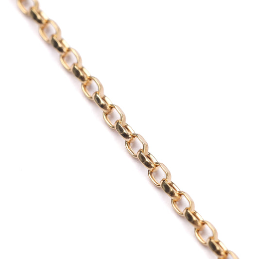 Women's 9K solid yellow gold oval belcher chain necklace on a white background