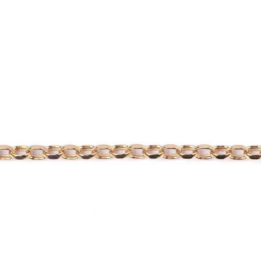 Women's 9K solid yellow gold oval belcher chain necklace on a white background