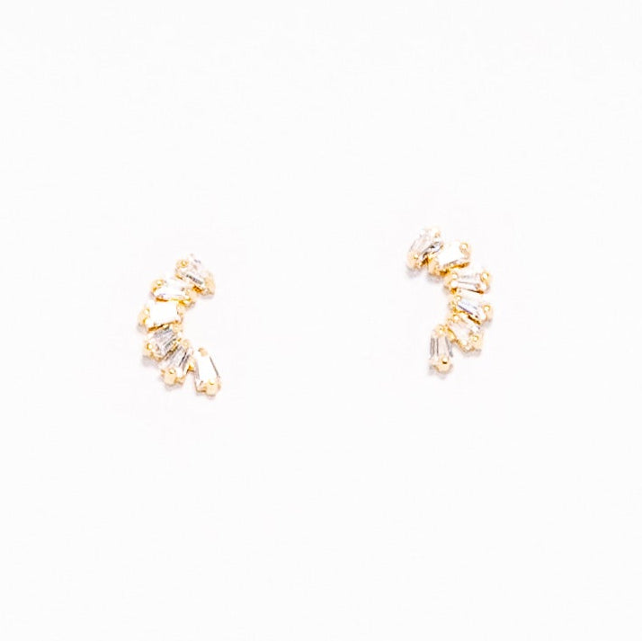 Pair of gold earrings on a white background