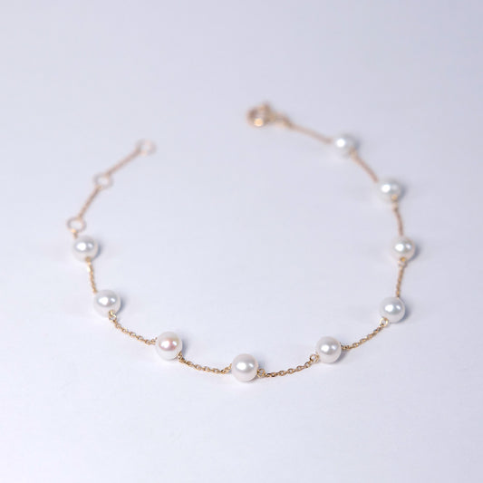 10K Solid Gold Pearl Bracelet