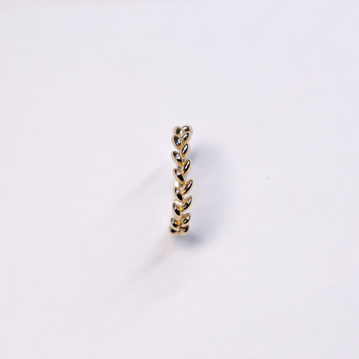 Gold braided ring on a white background
