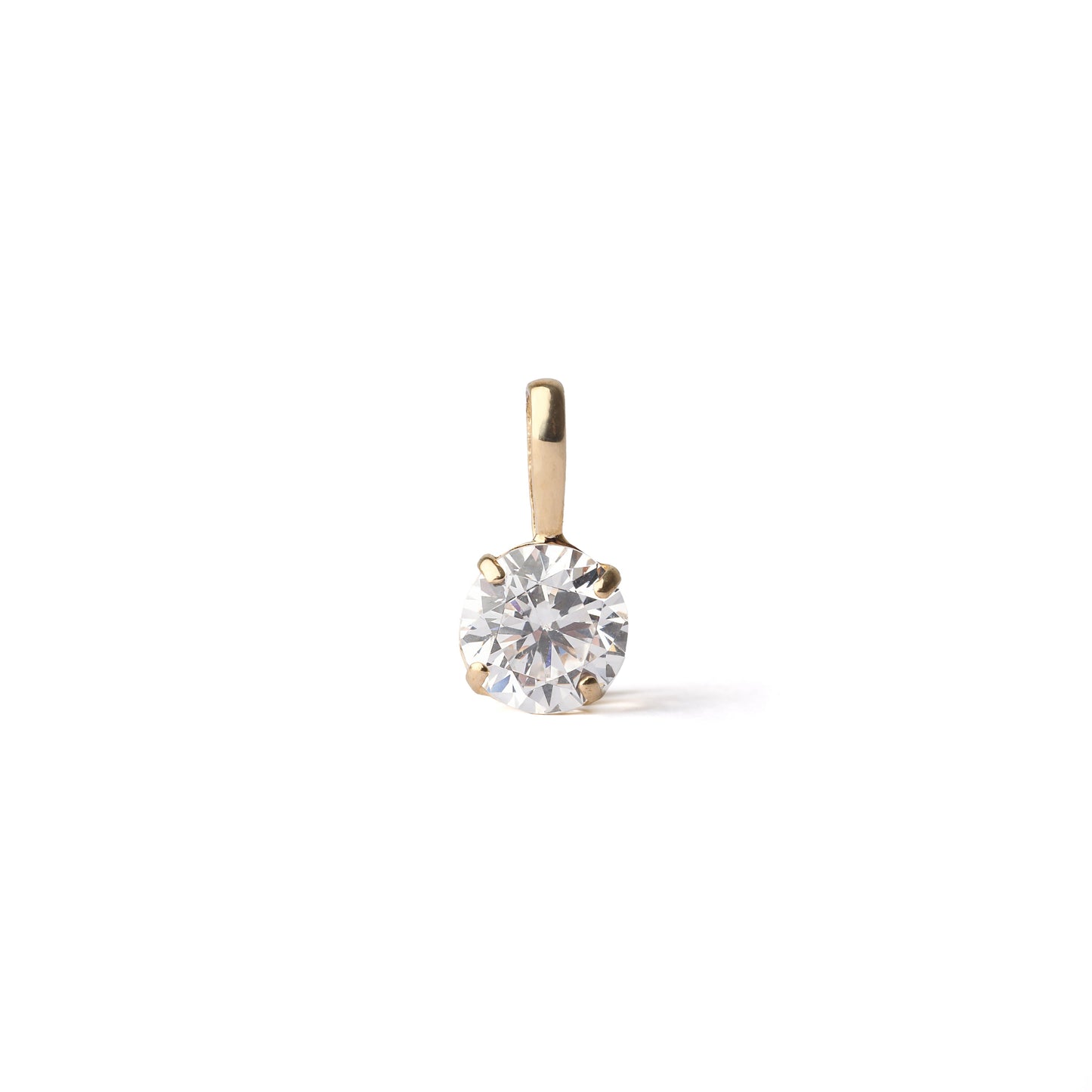 Single diamond earring on a white background
