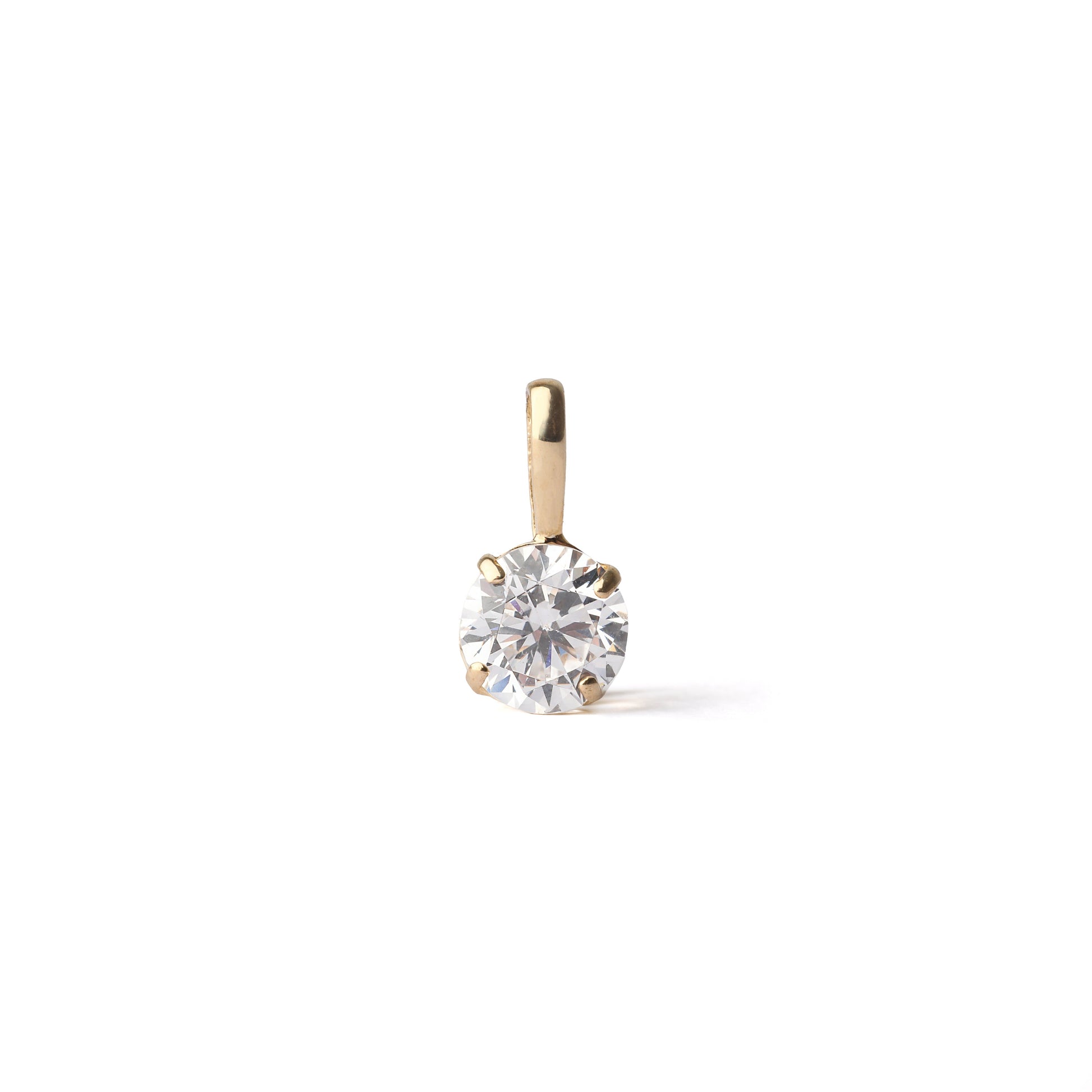 Single diamond earring on a white background