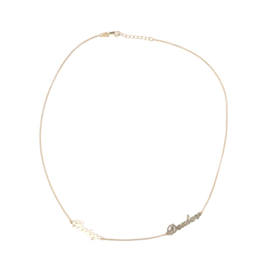 Gold necklace on a white background