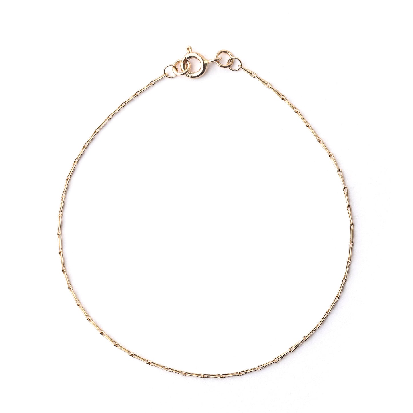 Women's solid yellow gold hayseed chain bracelet or necklace on a white background