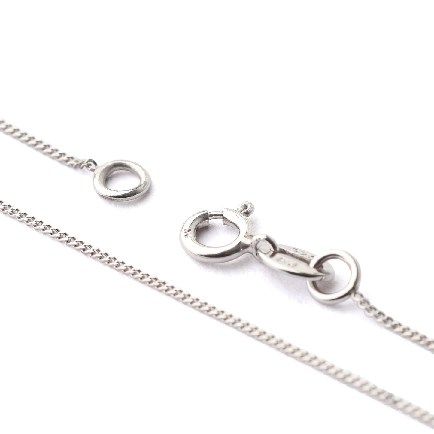Women's 9K solid white gold chain necklace with clasp on a white background