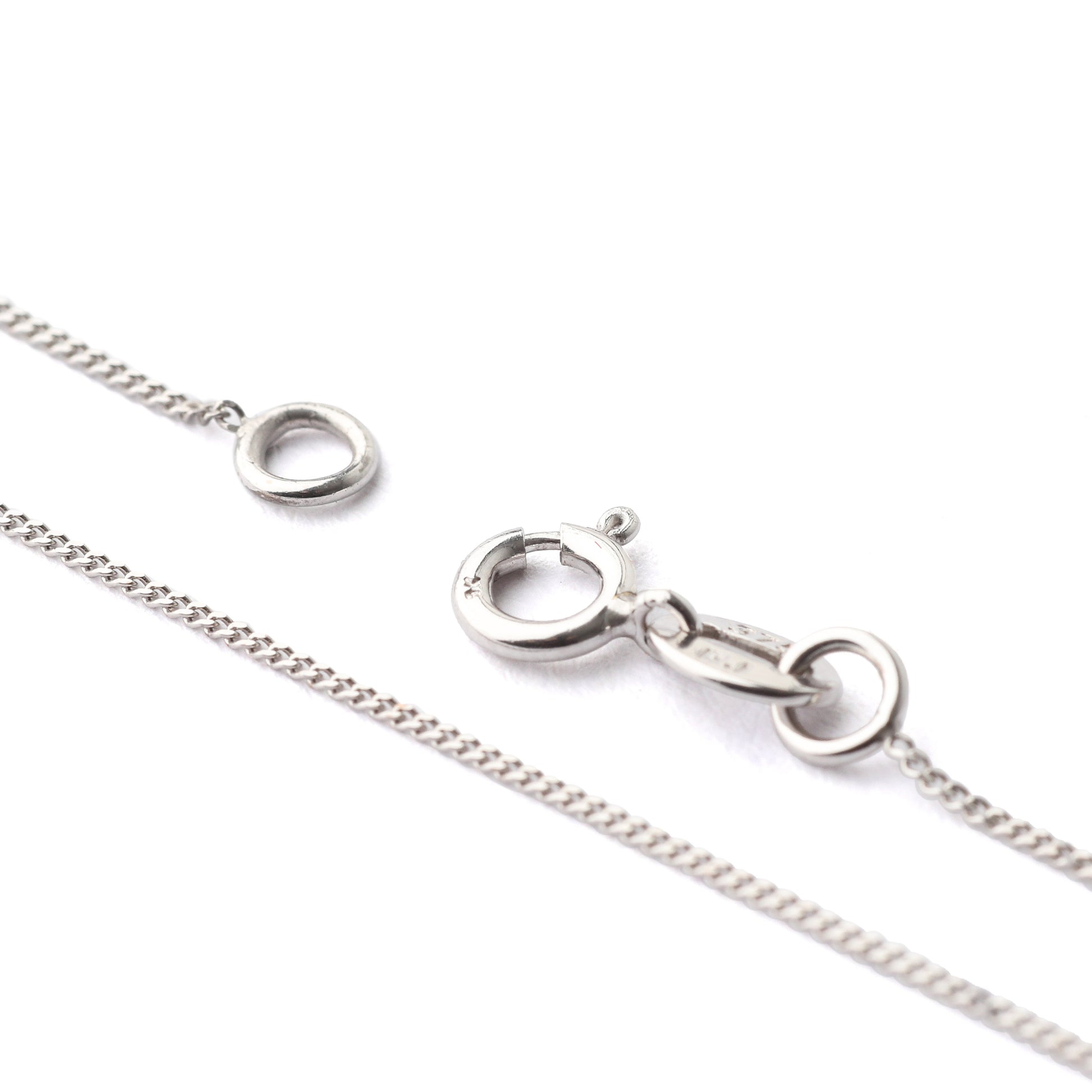 Women's 9K solid white gold chain necklace with clasp on a white background