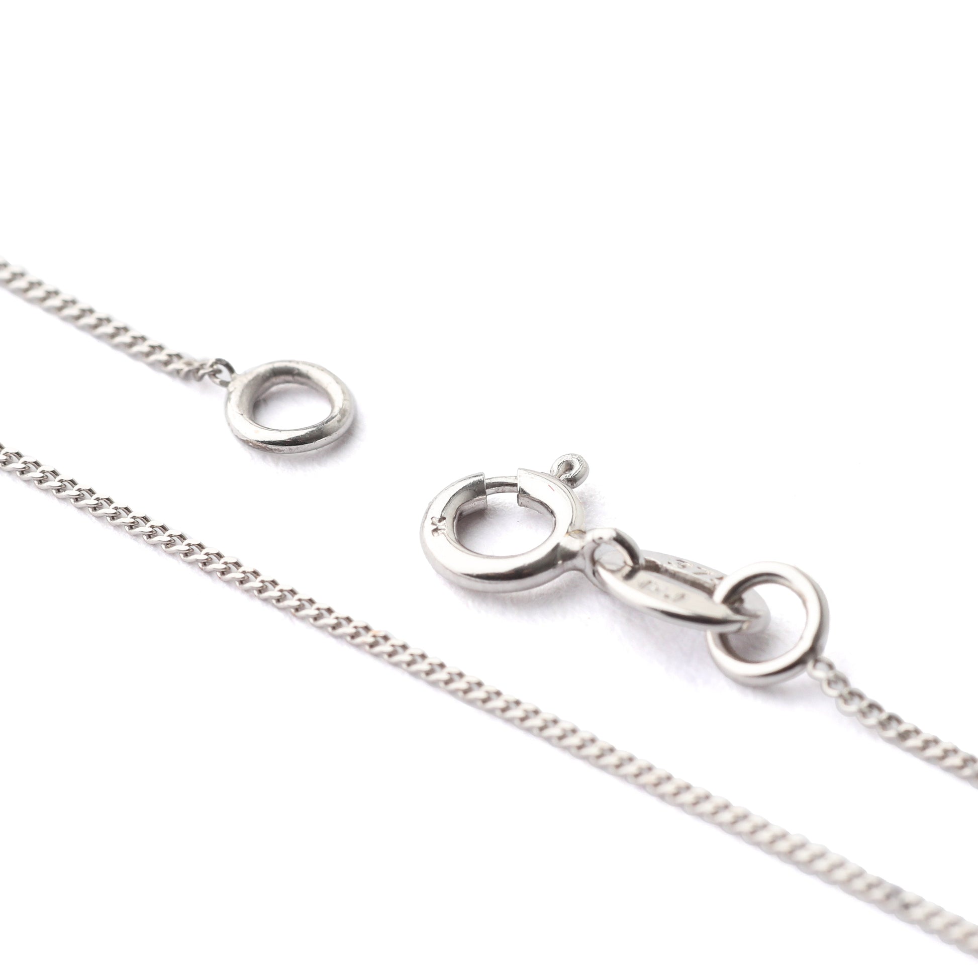 Women's 9K solid white gold chain necklace with clasp on a white background