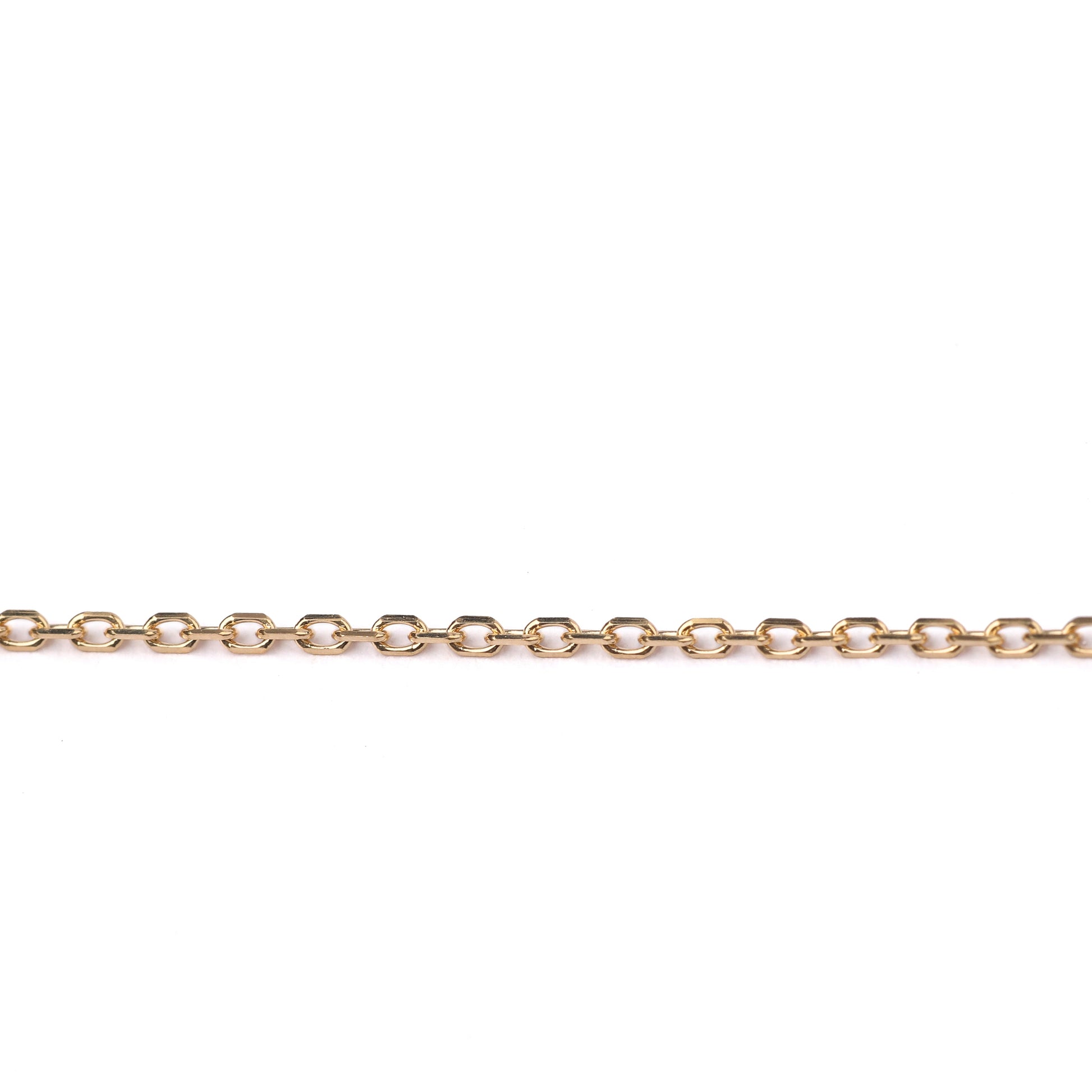 Women's 9K solid yellow gold diamond cut cable chain necklace on a white background
