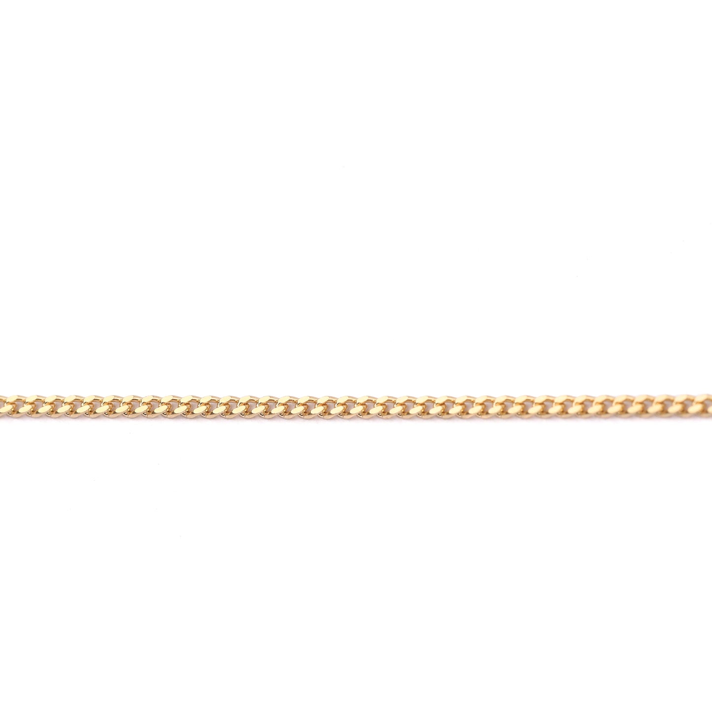 Women's 9K solid yellow gold diamond cut curb chain necklace on  a white background