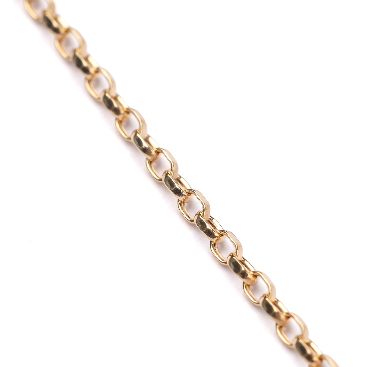 Women's 9K solid yellow gold oval belcher chain necklace on a white background