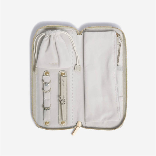Large Stackers brand jewellery roll travel case, displayed open and on a white background for shoppers to view.