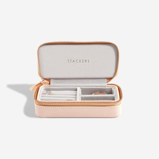 Medium blush pink Stackers travel jewellery case on a white background